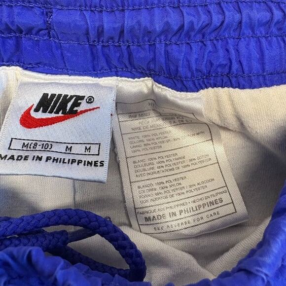 VTG 90s Nike Nylon Windbreaker Ankle Zip Track Pants Embroidered Swoosh Blue M - Picture 4 of 9